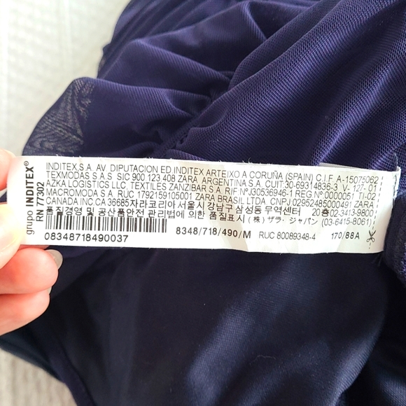 ✨️Any 3 for $15✨️ Zara Medium Navy Blue Ruched Bodysuit - Picture 9 of 12